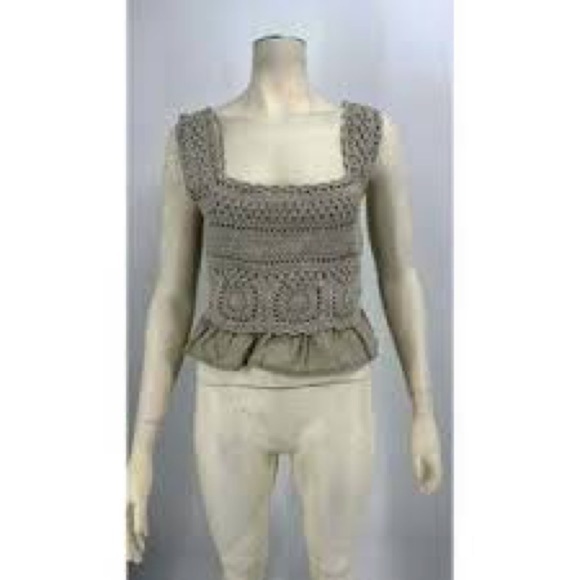 Rebellion Agan Crochet Boho Ruffle Tank Top Gray Size S - Picture 4 of 7